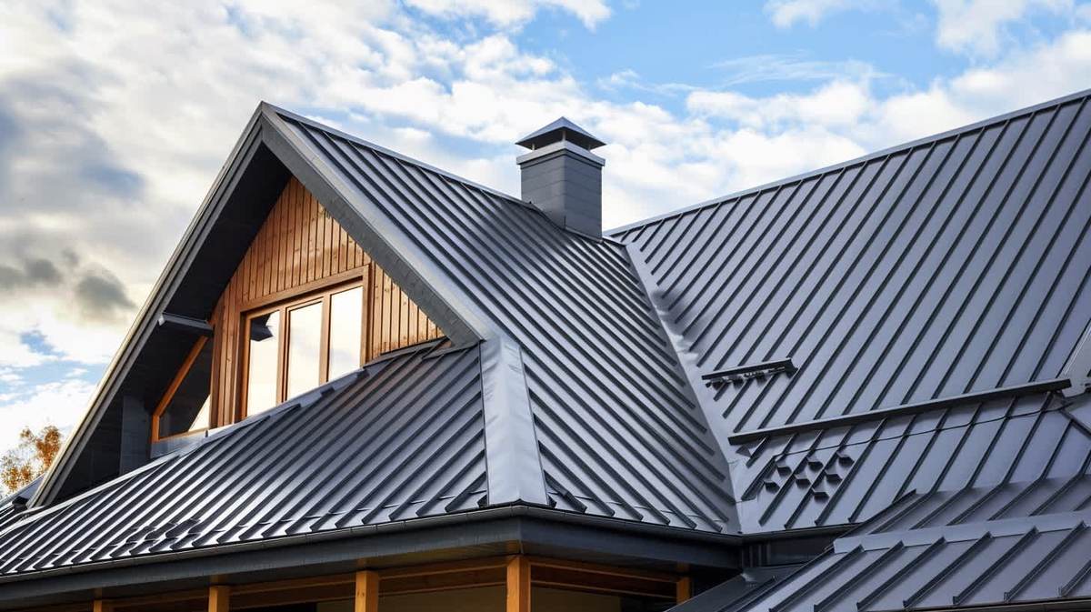 Bozyaka EPDM Kauçuk Çatı – antrasit kenet sistem metal çatıyla kaplanmış müstakil ev